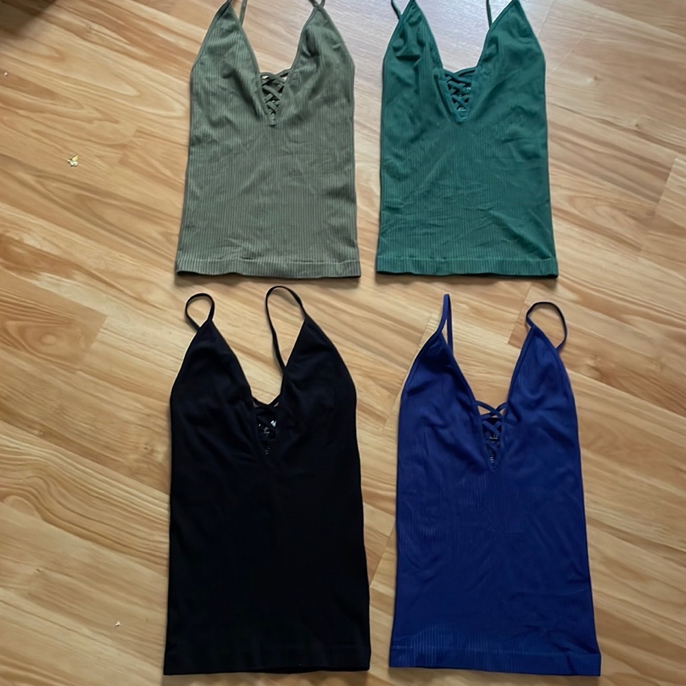 Awesome Intimately Free People Seamless Ribbed Criss Cross Tank Top Bundle